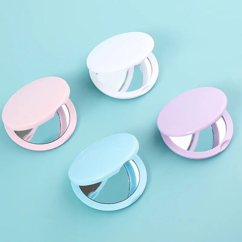 Smilelashes Silver Finish Personalized Pocket Foldable Cosmetic Mirror with Plastic Frame Double Sides Portable Foldable Mirror