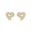 Luxury Cubic Zircon Full Paved Wedding Heart Stud Earrings for Women Brides Engagement Anniversary Party Jewelry Valentine Gift