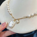 Classic Love Square Baroque Necklace 8-9mm Natural Freshwater Pearl AAAA Grade Gold Plated Cute Beautiful Girl Jewelry