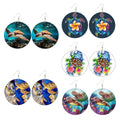 Manufacturer Pacific Polynesian Pattern Hawaiian Tropical Reef Fish Coral Hawaii Sea Turtles Design Natural Wood Drop Earrings