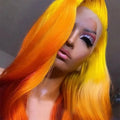 Ombre Bright Yellow Sunset Red Free Part Body Wave Wig HD Transparent Lace Unprocessed Virgin Russian Human Hair Women's Wig
