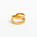 High End 18K PVD Gold Plated Double Layer Irregular Rings Stainless Steel Women Rings Tarnish Free Fashion Jewelry