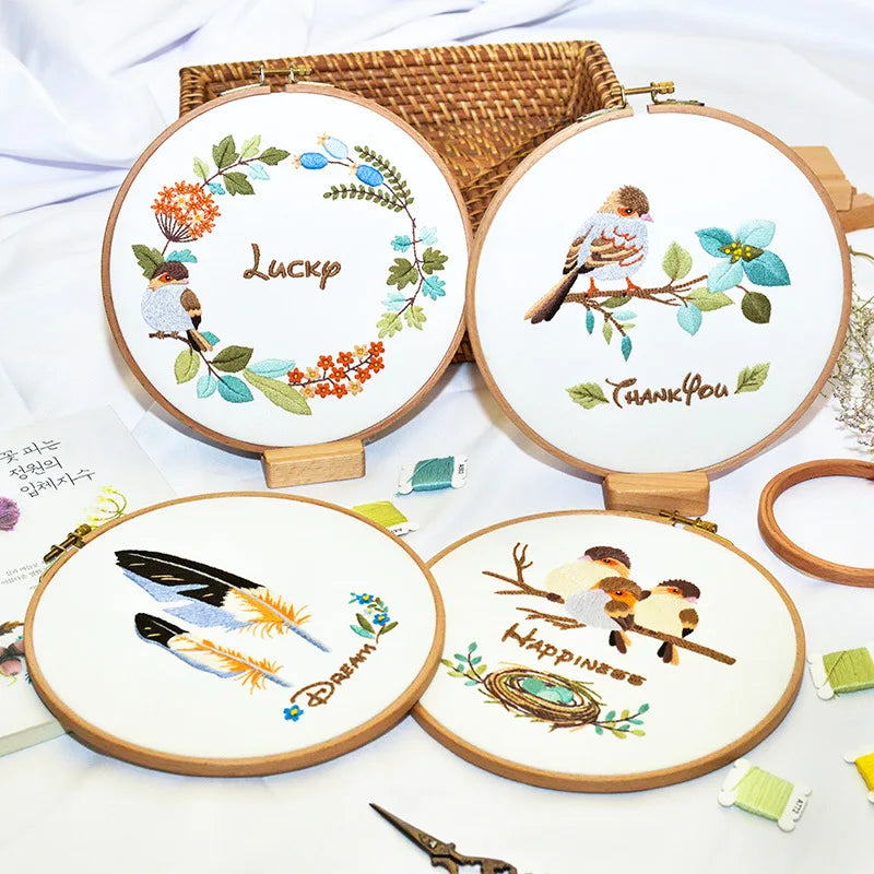 2024 New 3D DIY Stamped Embroidery Folk Art Starter Kit with Cotton Fabric Customizable Size for Kids Handmade Creative Gift