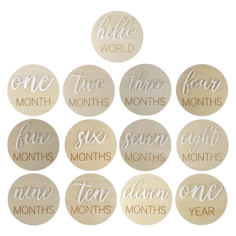 Tailai Wooden Customized Baby Clothing Isolation Board Milestone 7 Pieces Laser Engraved Wardrobe Partition Baby Milestone