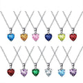 Romantic Jewelry Gift Heart Pendant Cubic Zircon Necklaces 925 Sterling Silver Heart Zircon 12 Birthstone Necklace for Women