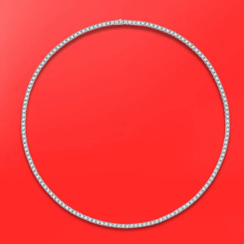 Pass Diamond Test Hip Hop 3mm 4mm 5mm 925 Sterling Silver VVS Moissanite Diamond Cluster Iced Out Tennis Chain Necklace