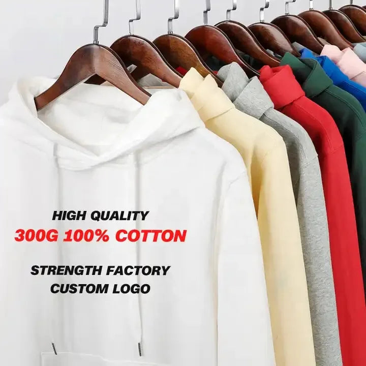 Custom LogoWholesale 100% Combed Cotton 300G Pullover Blank Custom LOGO Unisex Plus Size Hoodies for Men Puff Printing Hoodie