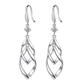 New Hollow Double Conjoined Rhombus Fashion Silver Earrings  Medium Length Women's Punk Jewelry