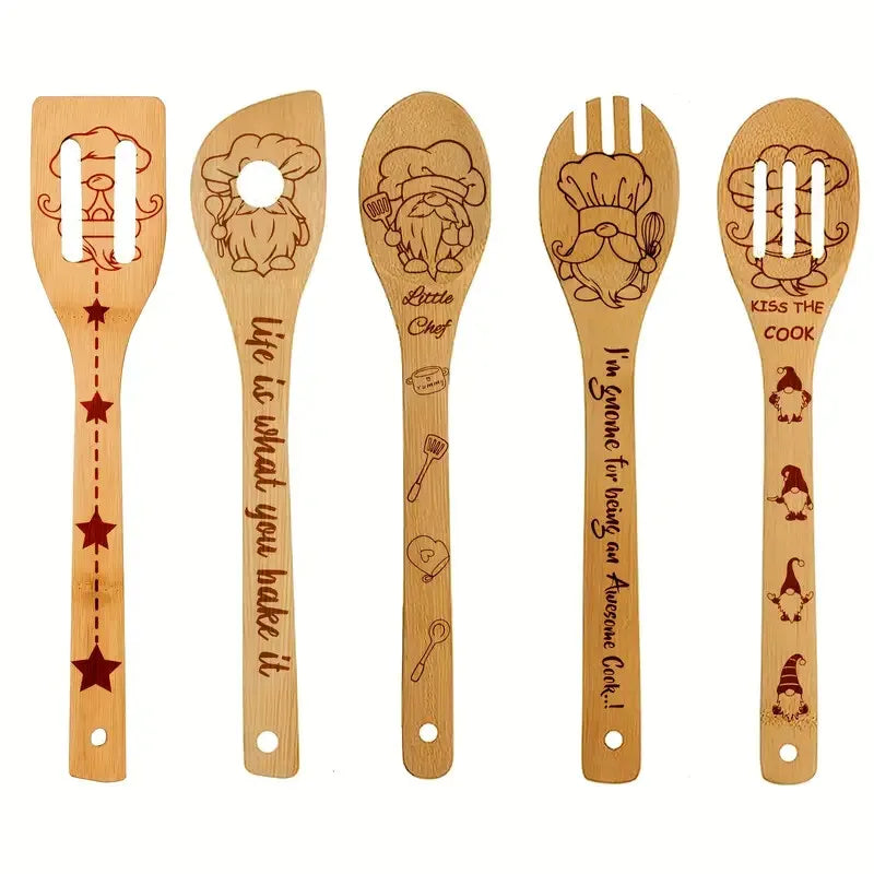 Eco-Friendly Bamboo 5-Piece Spatula Set Kitchen Utensils