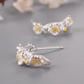 Silver Flower Branches Stud Earrings for Women and Girls Cute Fashionable Design for Engagement Wedding Anniversary or Gift