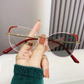 2024 New Fashion Trendy Photochromic Female Eyeglasses Color Changing Metal Cat Eye Photochromic Anti Blue Light Glasses Frame