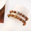 Douvei Gold Plated Lion Bead With Golden Buhhda Head Classic Bracelets