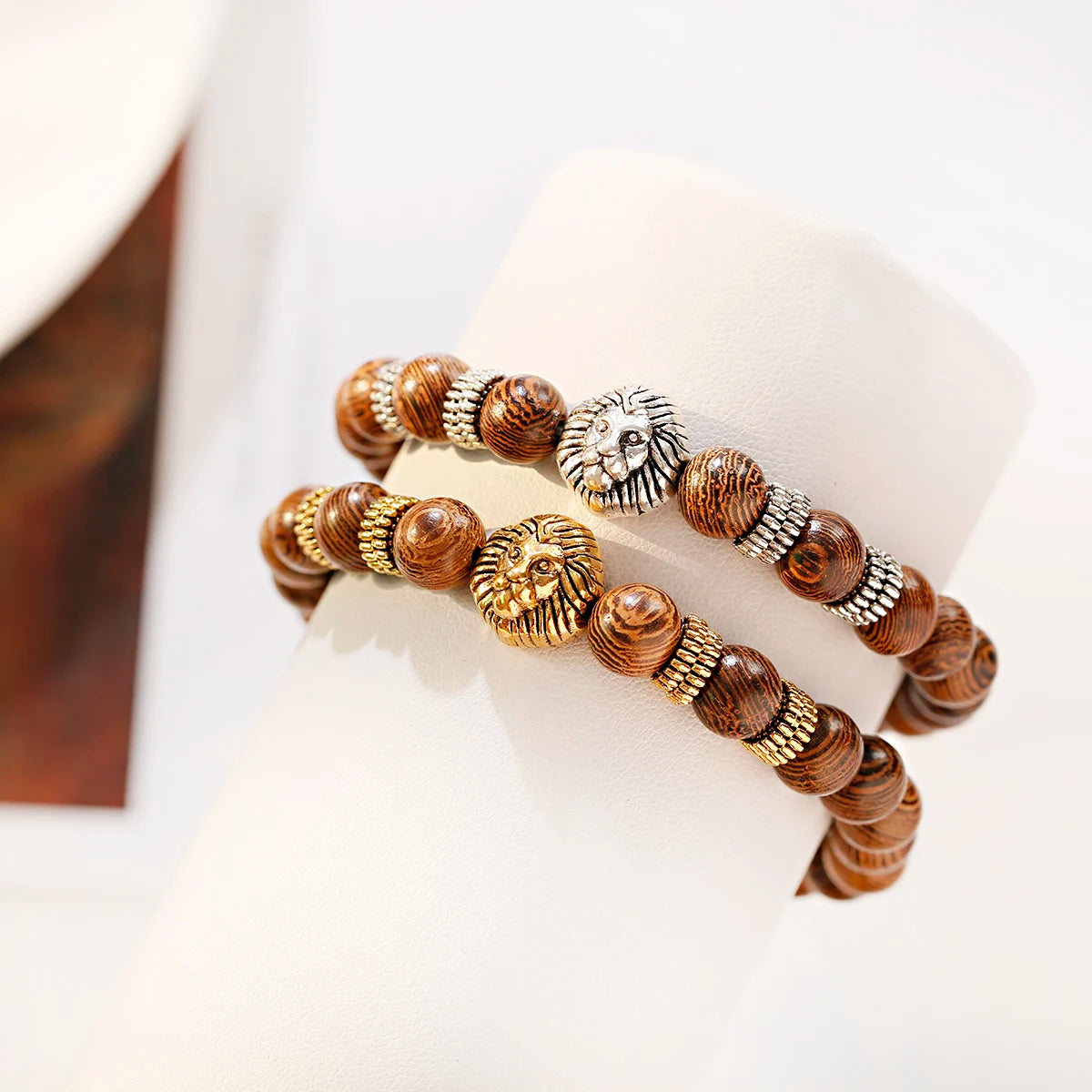 Douvei Gold Plated Lion Bead With Golden Buhhda Head Classic Bracelets