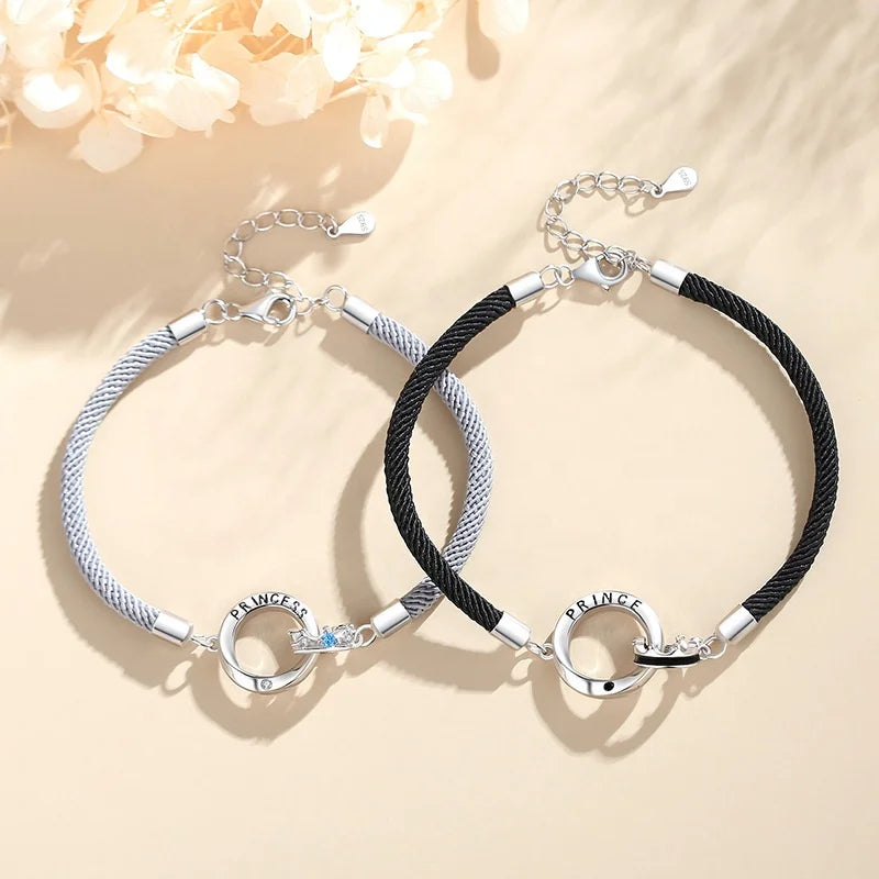 925 Pure Silver Classic Simple Couple Bracelet. Elegant Chain and Link Design with a Fashionable Touch.