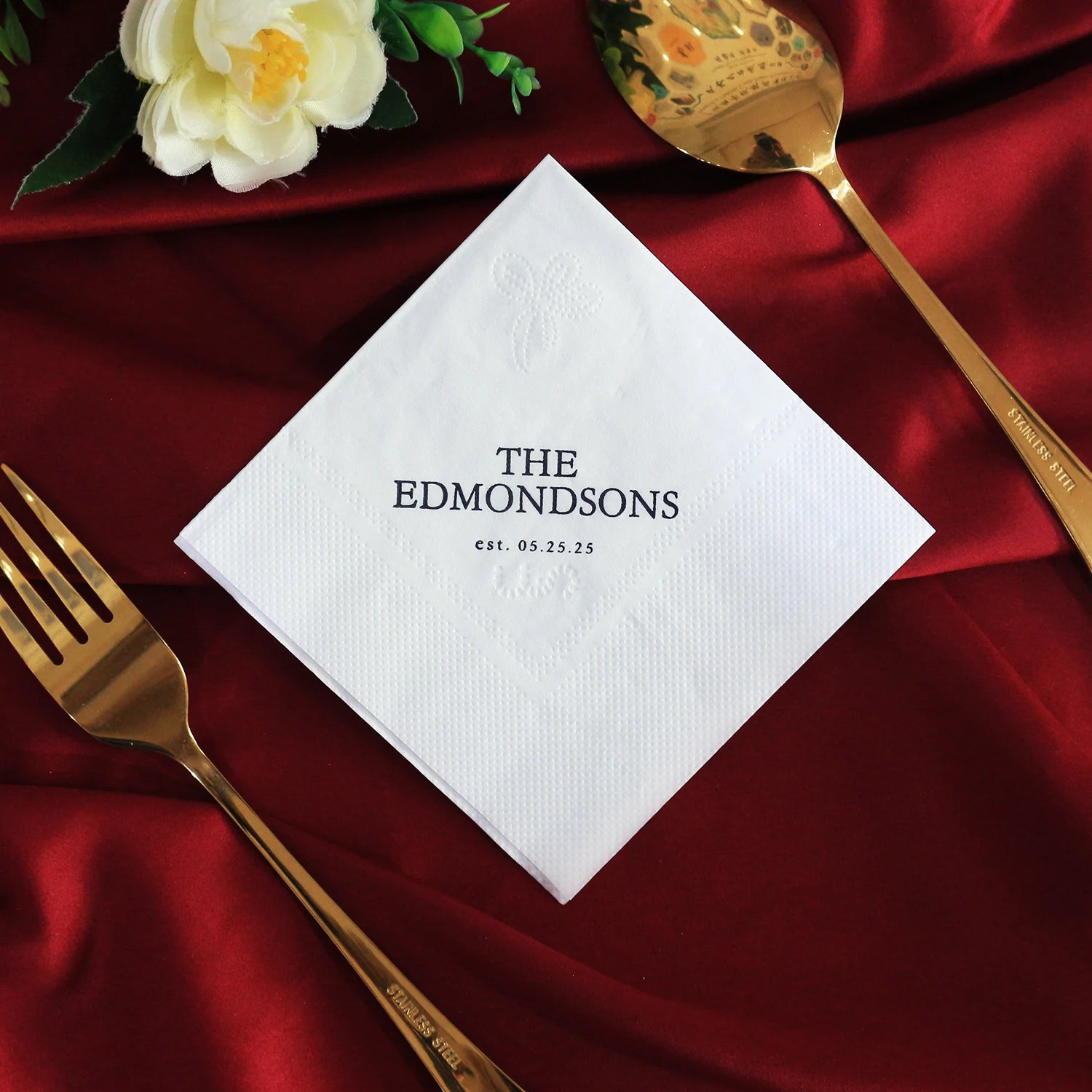 Cocktail Wedding Stationery Customized Printing Napkin Tissue for Wedding Party Disposable Paper Dinner Napkins