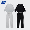 YLS Winter Eco-Friendly Breathable Fashion Sportswear Casual Custom Label 100% Cotton Tracksuit Mens Crewneck Pullover