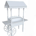 White Display Candy Cart with Custom Logo - Outdoor Dessert & Flower Rolling Cart with Wheels Perfect for Wedding and Party