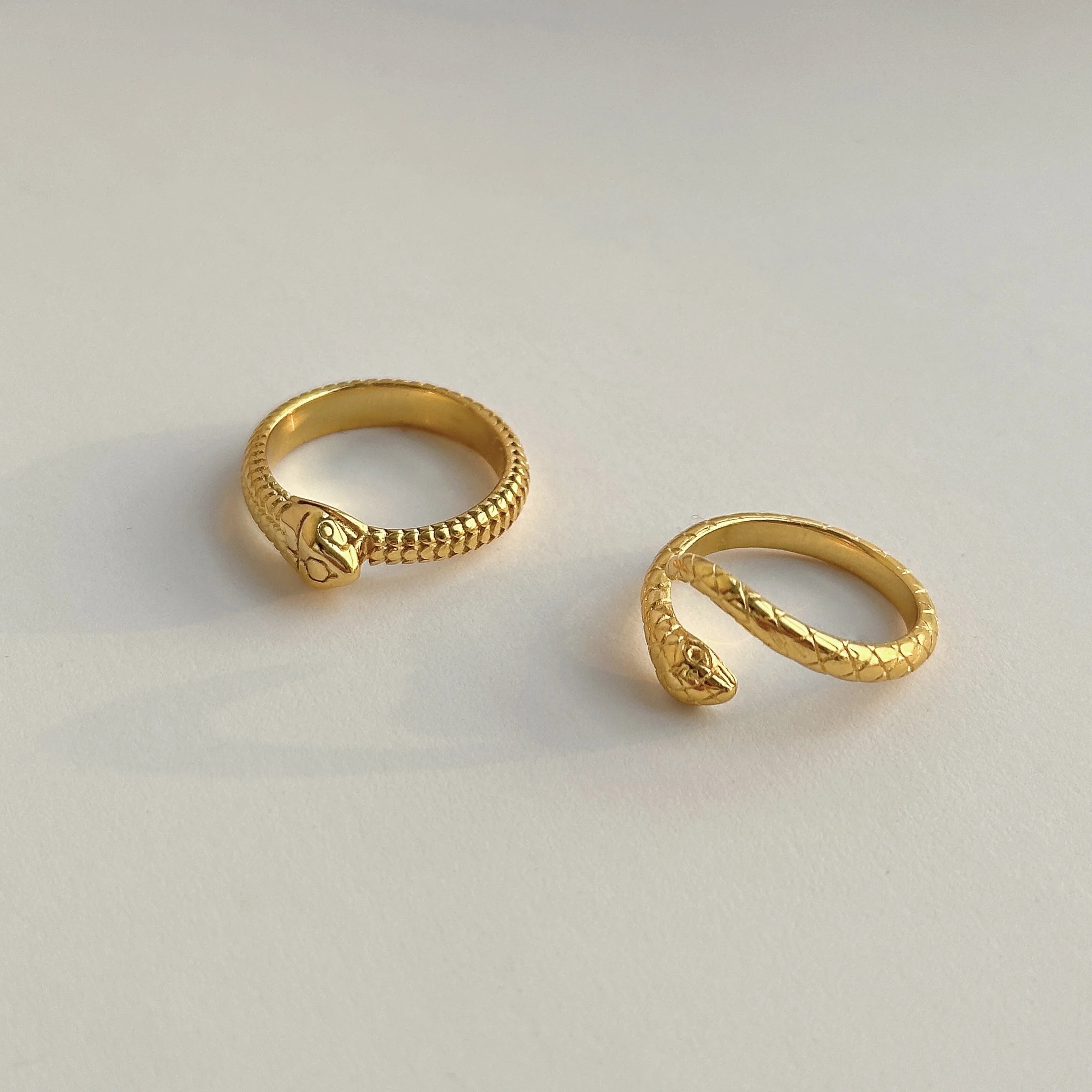 2024 Dazan New Ins Trendy 18k Gold Plated Stainless Steel Tarnish Free Vintage Medieval Snake Relief Design Ring for Women