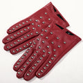 Stylish Rivet Ladies Touch Screen Sheepskin Leather Gloves