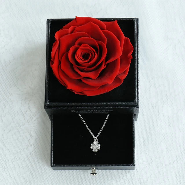 Factory Sale  Preserved Roses in Acrylic Box for Valentines Mother Day Gift Preserved Roses Box With I Love You Necklace Gift