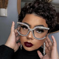 2025 New Luxury Crystal Eyeglasses Optical Rhinestone Lady Custom Logo Design Anti Blue Light Glasses Eyeglasses Women