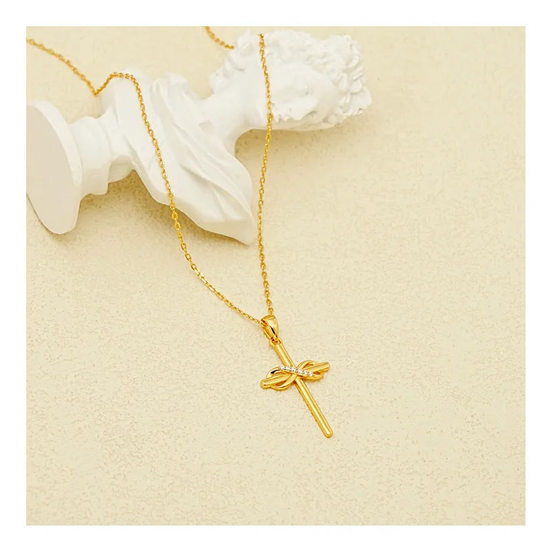 Free Design S925 Sterling Silver Moissanite Cross Necklace Infinite Symbol Fashion Trend Simple Pendant Clavicle Chain