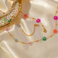 High Quality Fashion Waterproof Jewelry Multicolor Flower Chokers Necklaces Non Tarnish Gold Plated Stainless Steel Necklace