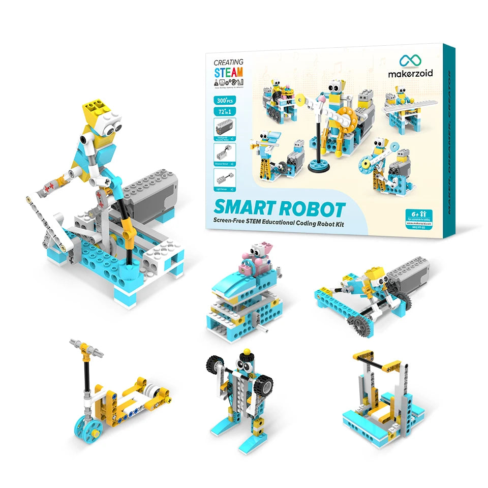 KZ-PF-SD Smart Robot 72-in-1 STEM Robot Kit Building Blocks DIY Robot Programming Bricks Educational Toys for Kids Ages 6 7 8