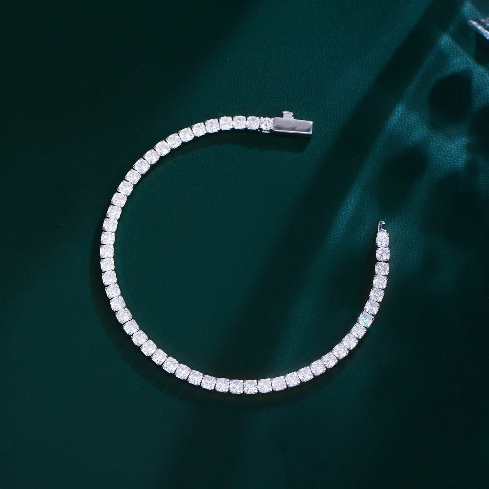 Wholesale S925 Sterling Silver 17cm 18cm 3mm Cubic Zircon Wedding Bridal Easy Wear Tennis Bracelets for Women Jewelry