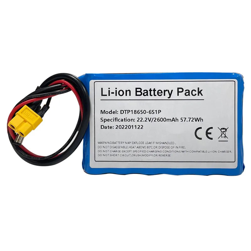 Custom 18650 24V Li-ion Batteries 18650-6S1P 22.2V 2600mAh 57.72Wh Rechargeable Lithium Ion Battery Pack for Electronic Scooter