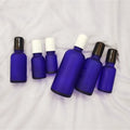 Wholesale 5-100ml Frosted Cobalt Blue Glass Perfume Roller Bottle Empty with Stainless Steel Roll on Ball Cosmetic Packaging