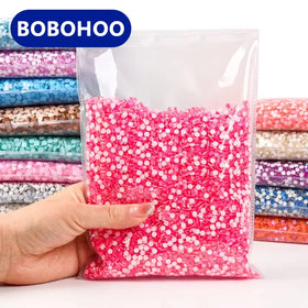 BOBOHOO High Quality Glass Sparkle Series White Glue Hot Fix Rhinestone T-Shirts Shoes Flatback Iron-On Clothing Bags Bulk
