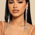 Summer Fashion Long Tassels Earrings Exaggerated Crystal Diamond Multilayer Chain Earrings for Women Party Jewelry