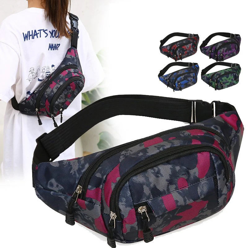 Colorful Camouflage Sport Waist Bag Crossbody Camouflage Waist Hip Bag Pouch Waterpoof Portable Nylon Stylish Fanny Pack