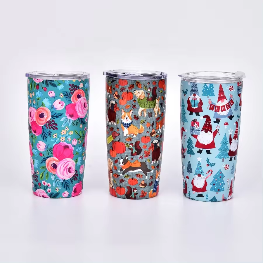 Eco Friendly Print 20oz 600ml Travel Tumbler Sublimation Coffee Mug With Lid and Straw
