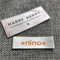 Custom Sew on Charm Patterns Logo Center Fold Label Washable Fabric Machine Woven Neck Labels for Clothing