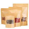 Brown Kraft Paper Standing up Pouches Zip Lock Food Packaging Doypack Bag With Clear Window and Zipper
