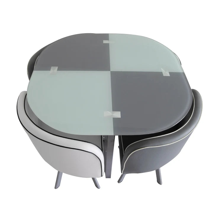 New Style Hot Selling Space Saving Modern Glass Top Dining Table Set with 4 Chairs Home Furniture Elegant Durable Comfortable MegaBDM