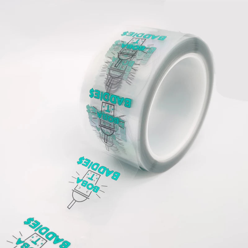 Custom Logo Waterproof Vinyl Round Boba Tea Stickers Permanent Transparent Clear Round Packaging Label Sticker Roll