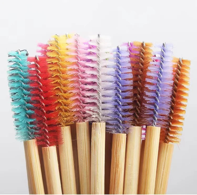 Factory Price Wooden Disposable Mascara Brushes Soft Bristle Eyelash Extension Tool