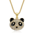 Good Quality Cute Animal Head Panda Bear Pendant Enamel Jewelry Stainless Steel Gold Rhinestone Diamond Pendant Necklace