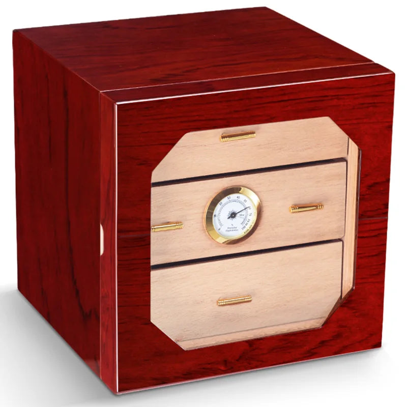 Multi-Layer Transparent Cedar Wood Humidor Painted Lacquer Cigar Case