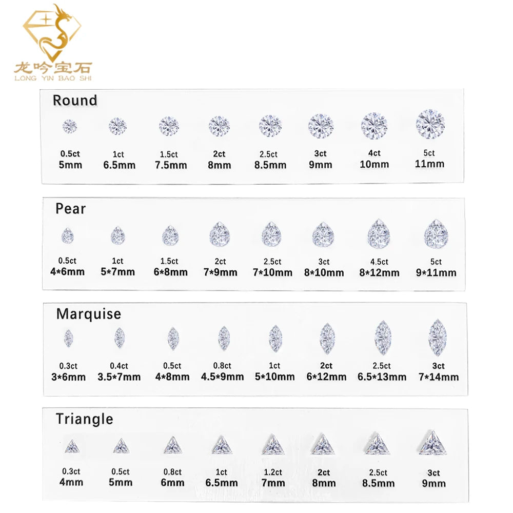 New Arrival 5A Cubic Zirconia Diamond Carat Size Set Jewelry Diamond Chart Stone Size Template ForJewelry