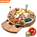 European Style Wooden Cheese Board and Knife Set Cheese Platter Tray Wood Charcuterie Board Round Acacia Wood Cheese Board