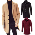 Mens Bomber Jackets Long Double Breasted Topcoat Classic British Warm Overcoat Knee Length Wool Peacoat Trench Coat