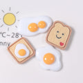 New Arrival Artificial Flat Back Fried Egg Toast Bread Resin Cabochon for Jewelry Making DIY Accessories Souvenir Key