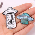 New Arrival Metal Cartoon Lapel Pins Wholesale Spaceship alien Decorative Brooch Custom Cute Soft Enamel Metal Glittery UFO Pin