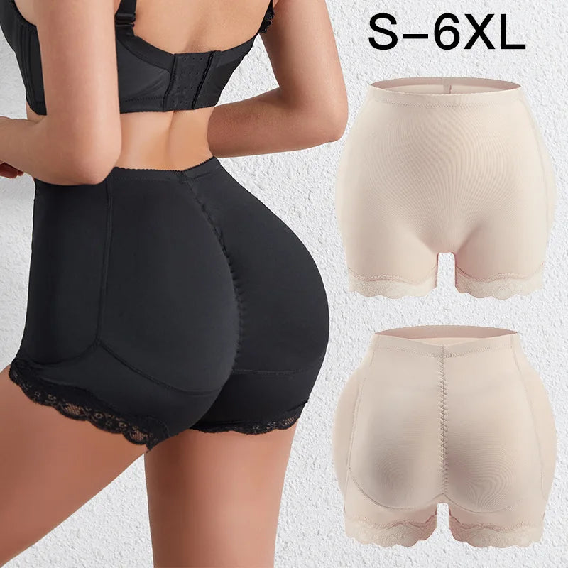 Women's Butt Lifting Panties Plus Size Shapers Panties Lace Side Hip Pad Boxer Body Fit Panties