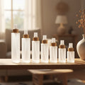 Top Grade Cosmetic Packaging 20ml  30ml 50ml 100ml 120ml 150ml Matte Frosted Glass Spray Bottle With Bamboo Mist Sprayer