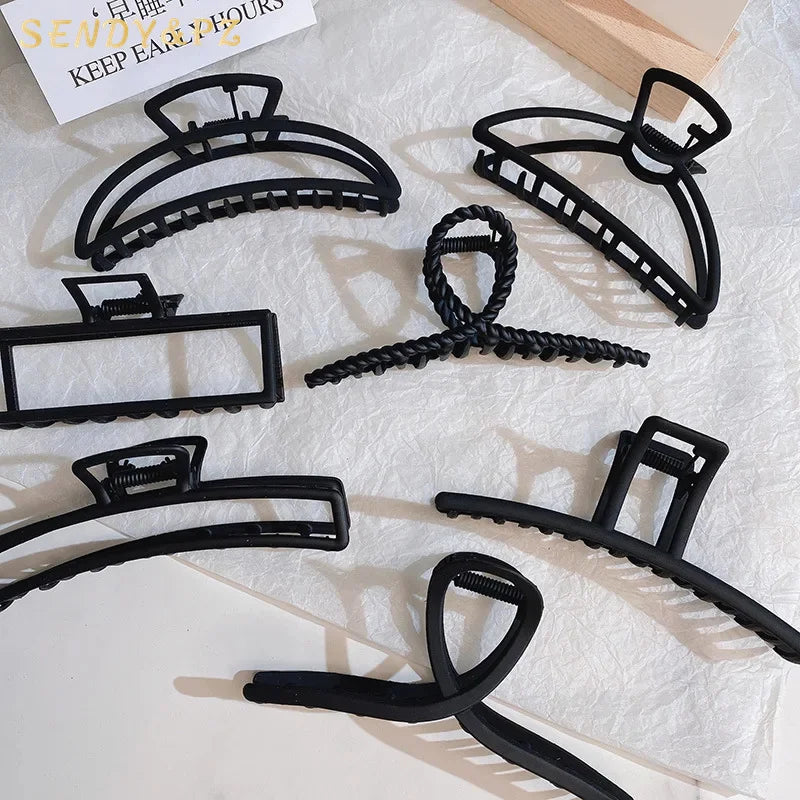 New Design Women Metal Alloy Hair Clips Matte Black Metal Hair Claws Alloy Hairpins for Women